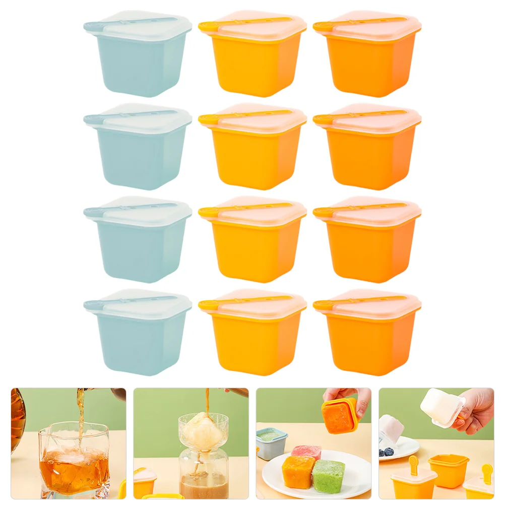 

12Pcs Ice Cube Mold Lid Lightweight DIY Popsicles Mold Sticks Easy Release Ice Cream Maker Popsicles Molds with Sticks