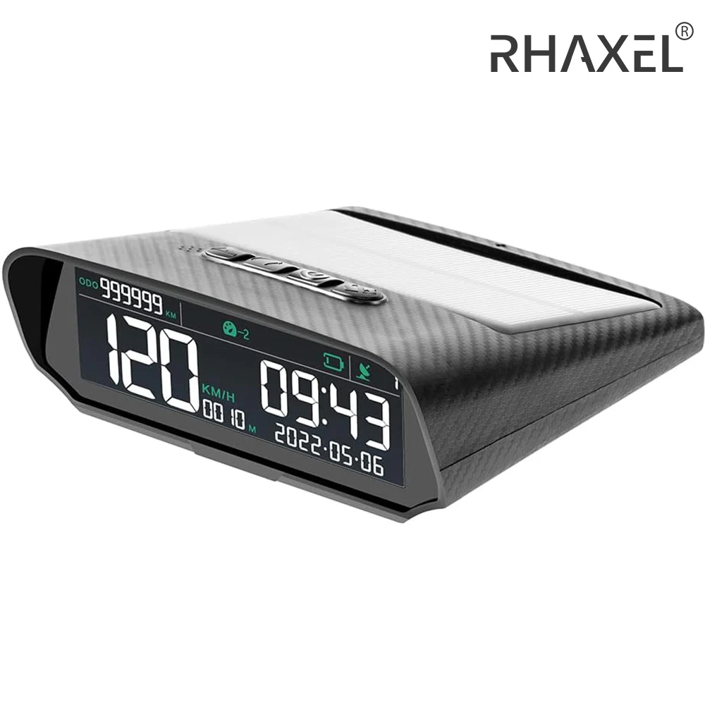 

Цифровой GPS-спидометр RHAXEL HUD на солнечной энергии с одометром, сигнализацией усталости водителя и превышения скорости, отображением даты, времени, высоты и проекционным дисплеем для автодомов