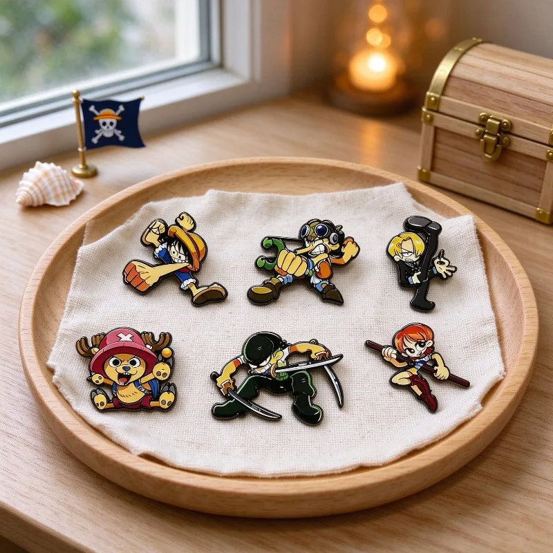Cartoon Anime Badges One Piece Brooch Cos Creative Cute Straw Hat Boy Luffy Badge Backpack Clothing Accessories Collection Gifts
