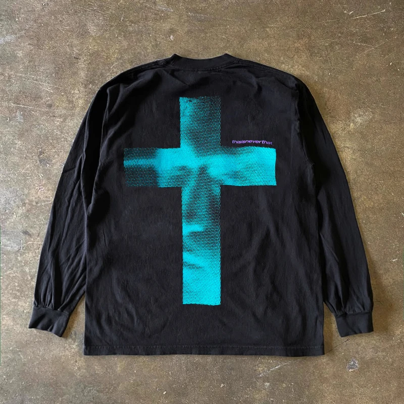 Heavyweight 300g Pure Cotton Long Sleeve T-Shirt Vintage High Street Hip Hop Ame Kaka Top Quality Comfortable Breathable
