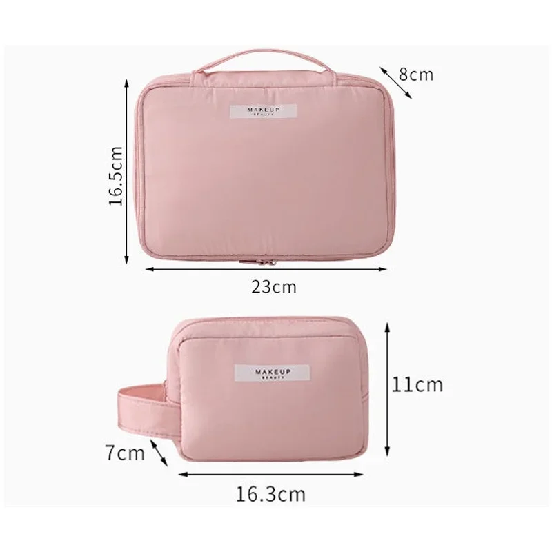 Beautician Cosmetic Bag Travel Make Up Bag Quick Makeup Bag Toiletry Bag Organizer Pink Makeup Pouch Purse Waterproof Handbag