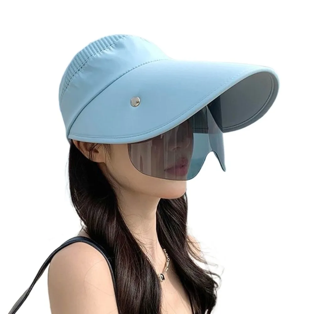 

Fishing Cap Sunscreen Lens Women Sun Hat Face Mask Wide Brim Cover Face Cap Portable Casual Tea Picking Hat Riding