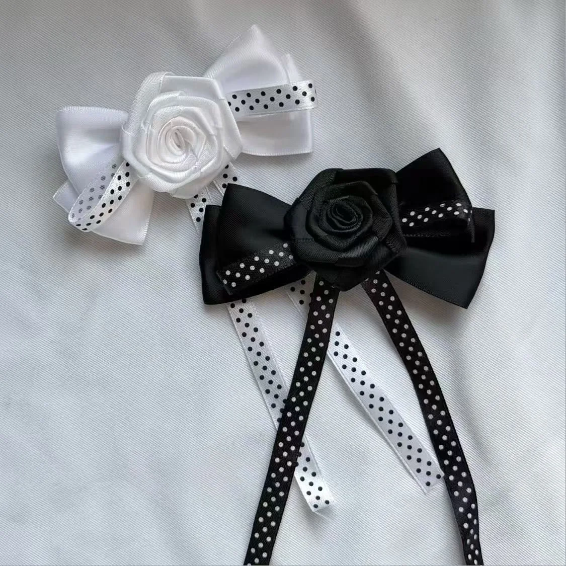 1 PC Original Handmade Polka Dot Big Bow Rose VINTAGE สาว Lolita Subculture Headdress Retro เข็มกลัด Hairpin อุปกรณ์เสริมผม