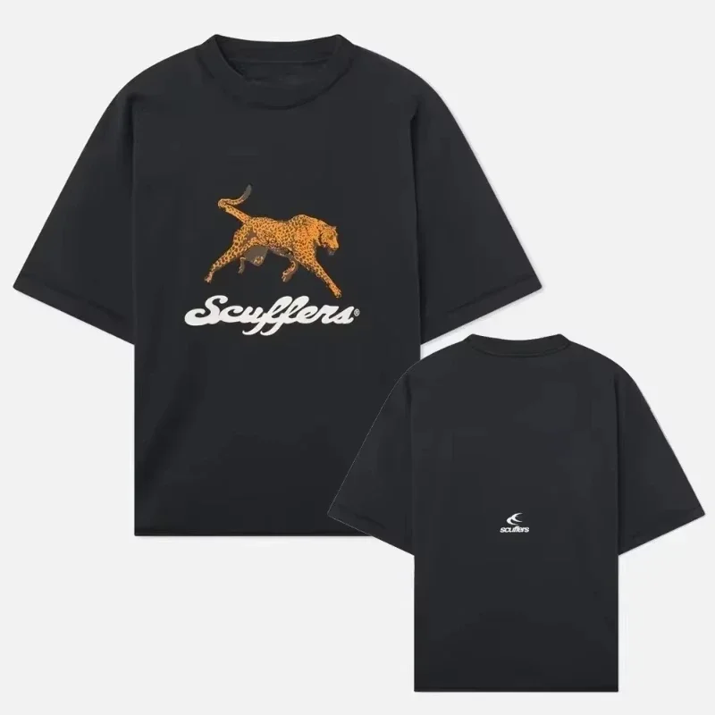 

2025 America New Trendy Printed Scuffers Men Women Surf Vacation T-shirt Luxury Brand Summer Short Sleeve Tops Cotton Clothing