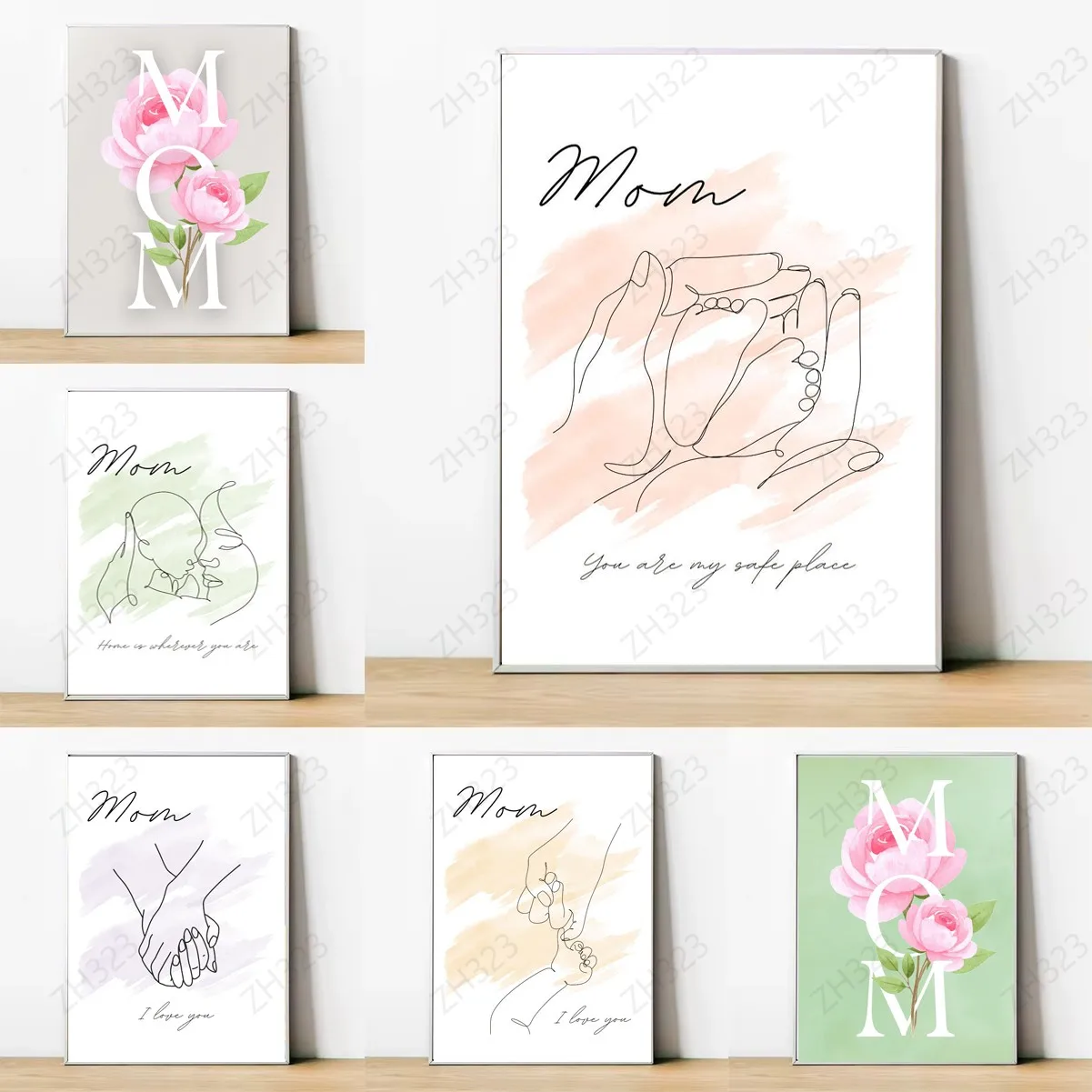 Nordic-Style Mother-and-Child Art Poster on Canvas  A Mother's Love, The Best Mom, Home Decor, Mother's Day Gift