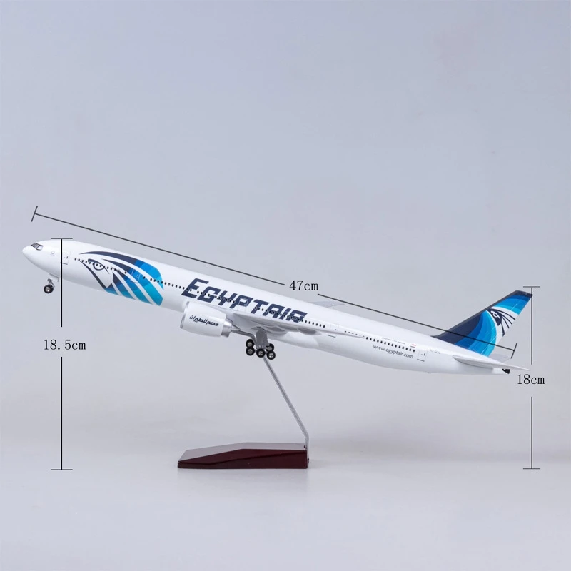 

1:157 Scale 47cm Resin Planes B777 Egypt Air Airlines Diecast Airplane Simulation Model Kit With LED Lights Educational Toys