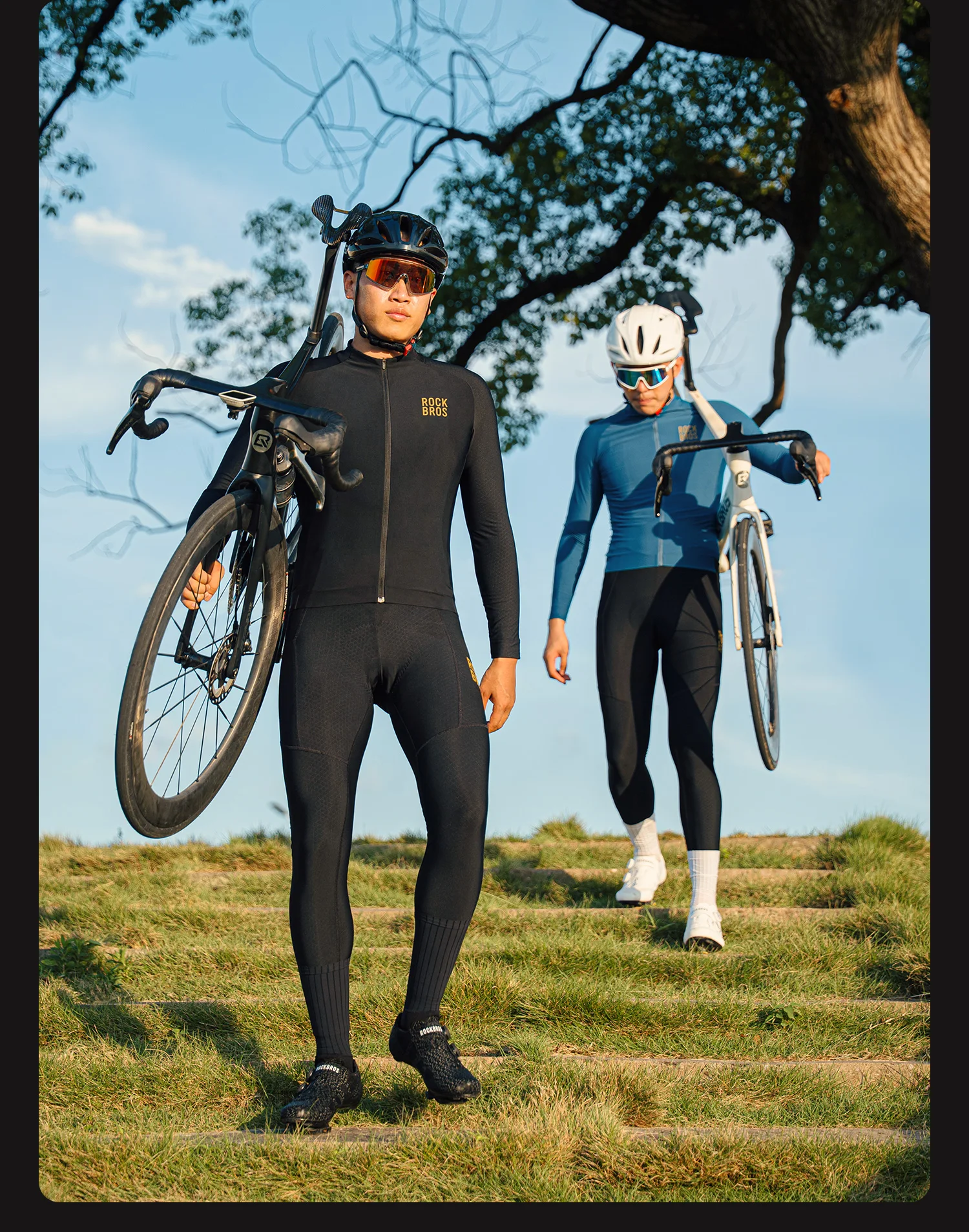 ROCKBROS Winter-Radtrikot für Herren, hochelastisches Diamant-Thermo-Fleece-Fahrradjacke, rutschfest, bequeme Fahrradbekleidung – Detail 13