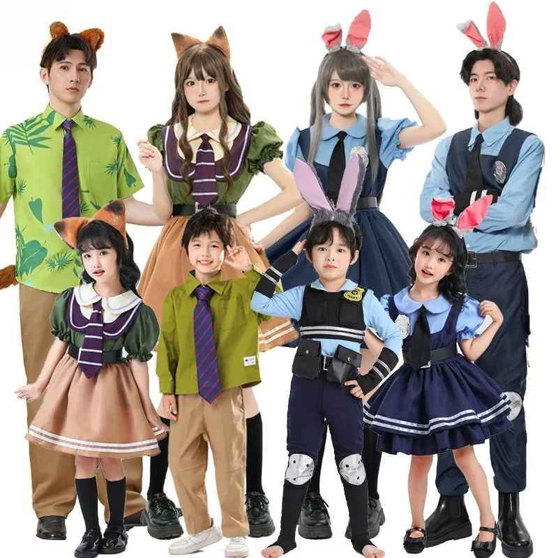 

Zootopia Judy Hopps Rabbit & Nick Wilde Fox Cosplay Costumes - Kids & Adult Outfit Sets | Performance Attire for Cosplay Events