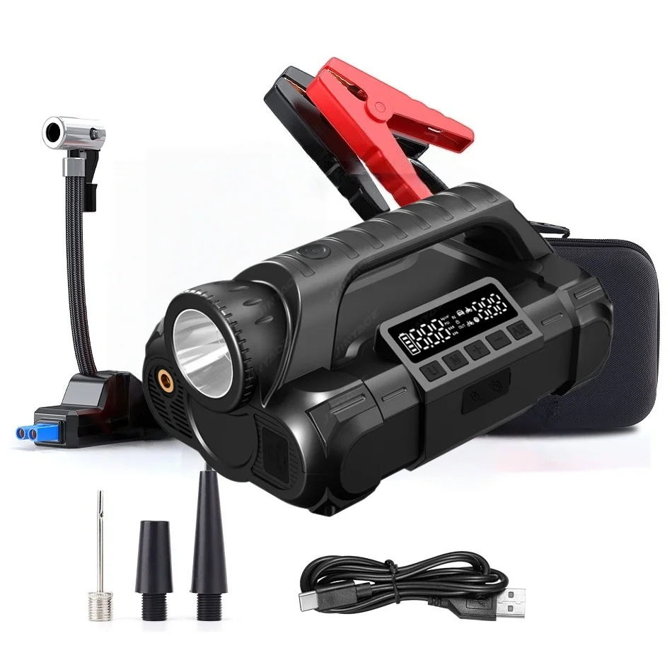 

PD140W 24000mAh 4000A/8000A Multi Function Car Battery Jump Starter Tire Inflator For Truck With Air Pump Large Work Light