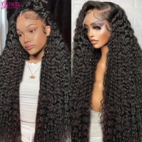 Deep Wave Lace Front Wigs Human Hair 13x6 HD Lace Frontal Wigs Pre Plucked 250% Density Deep Curly Human Hair Wig Natural Black