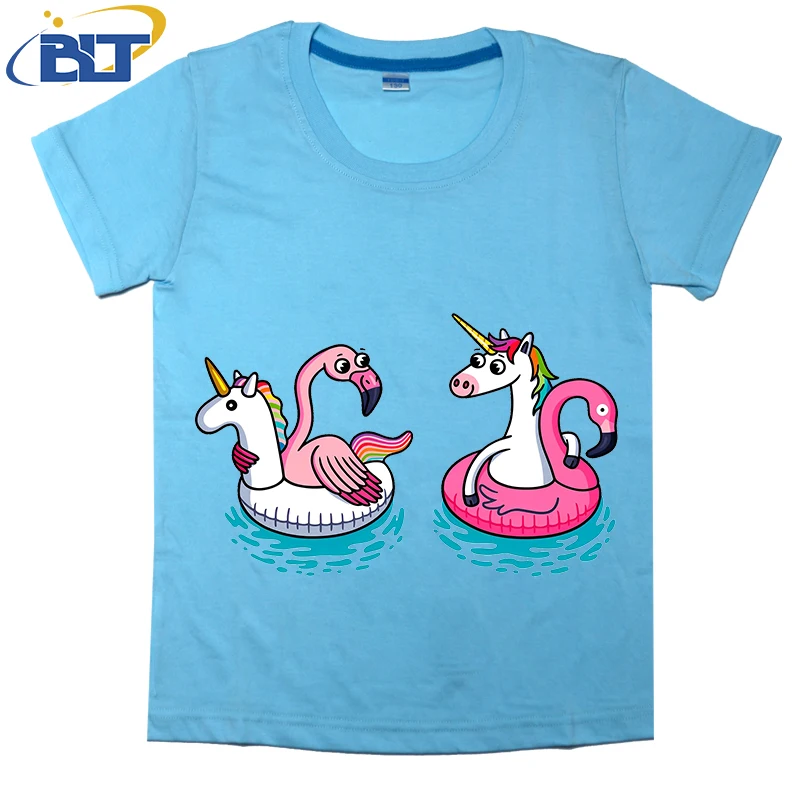 Floating Printed Kids Shirt Summer Cotton Short Sleeve Casual Tops Suitable for Boys and Girls