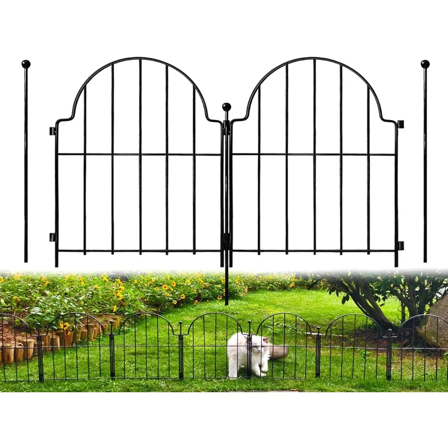 

Garden Fence 22 in H x 27.5 ft(L) Arched Rustproof Metal No Dig Fence Garden Fence Border Ground Stake Animal Barrier Fence for