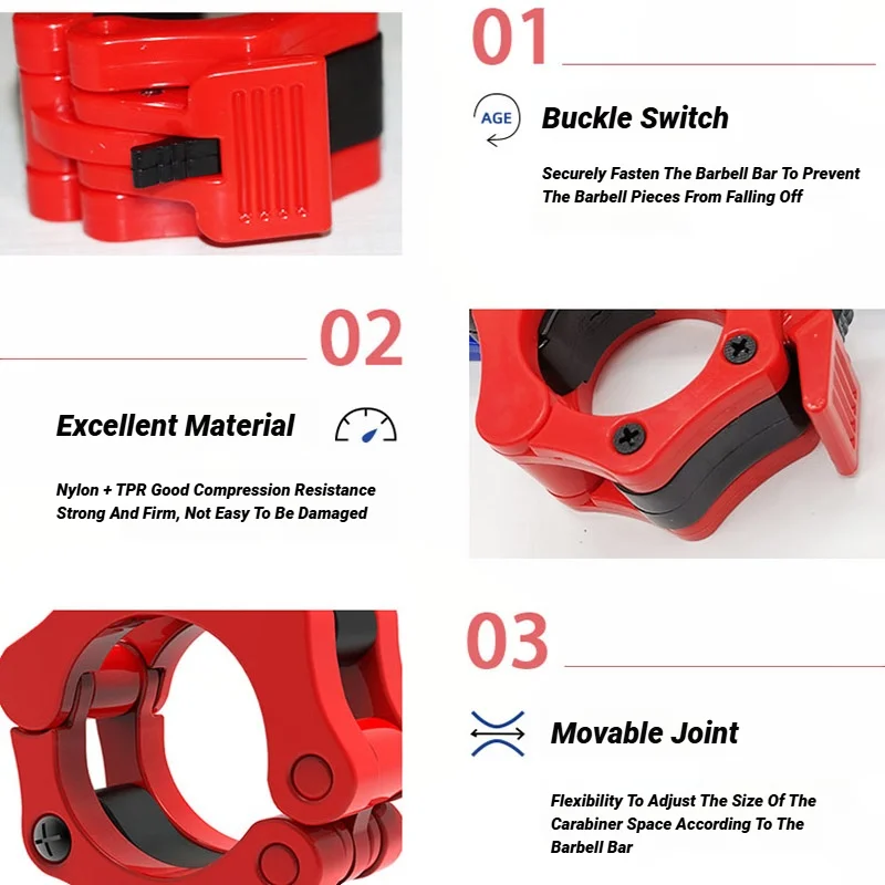 50MM Collars Barbell Collar Lock Clips Weight Lifting Bar Gym Dumbell Clamp Spring Quick Release Clamps Spin O-Rod Snap Heads image 4