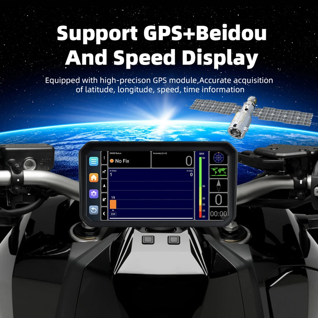 Portable 6 inch Motorcycle DVR GPS Navigation Wireless Carplay Android 12 Auto DVR Drive Recorder Moto Monitor