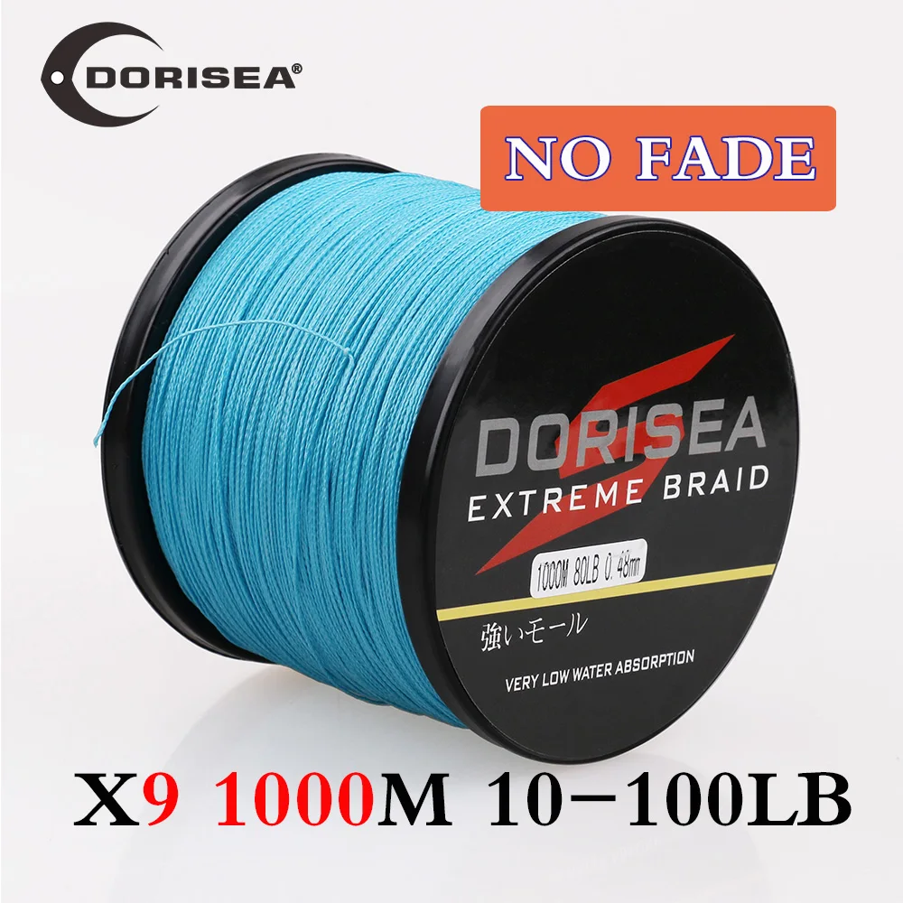 

DORISEA "NO FADE" 9 Strands 1000M 10-100LB 100% PE Extreme Multifilame Braided Fish Line Fishing Wire Rope Pesca Леска