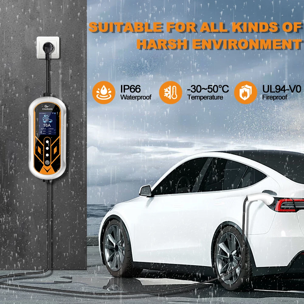 ADPOW Portable 32A Type2 EV Chargers 3Phase 22KW Red 5Pins CEE Plug 5M Cable WIFI APP Control Electric Car Charging Accessories - Image 2
