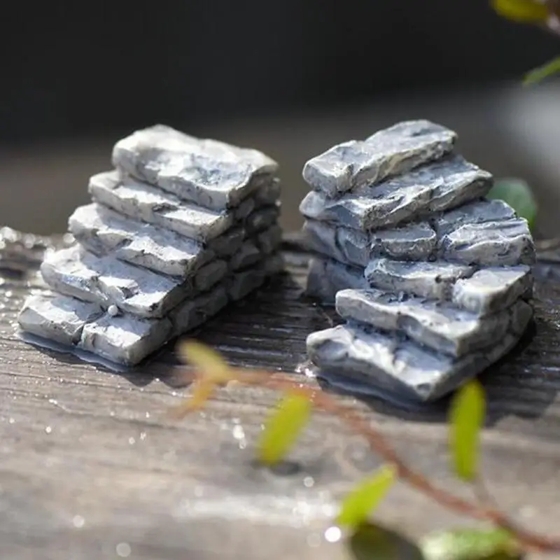 10Pcs Set Stone Stairs Figures Miniature Figurine Mini Fairy Garden Micro Landscape Tank Animal Statue Craft