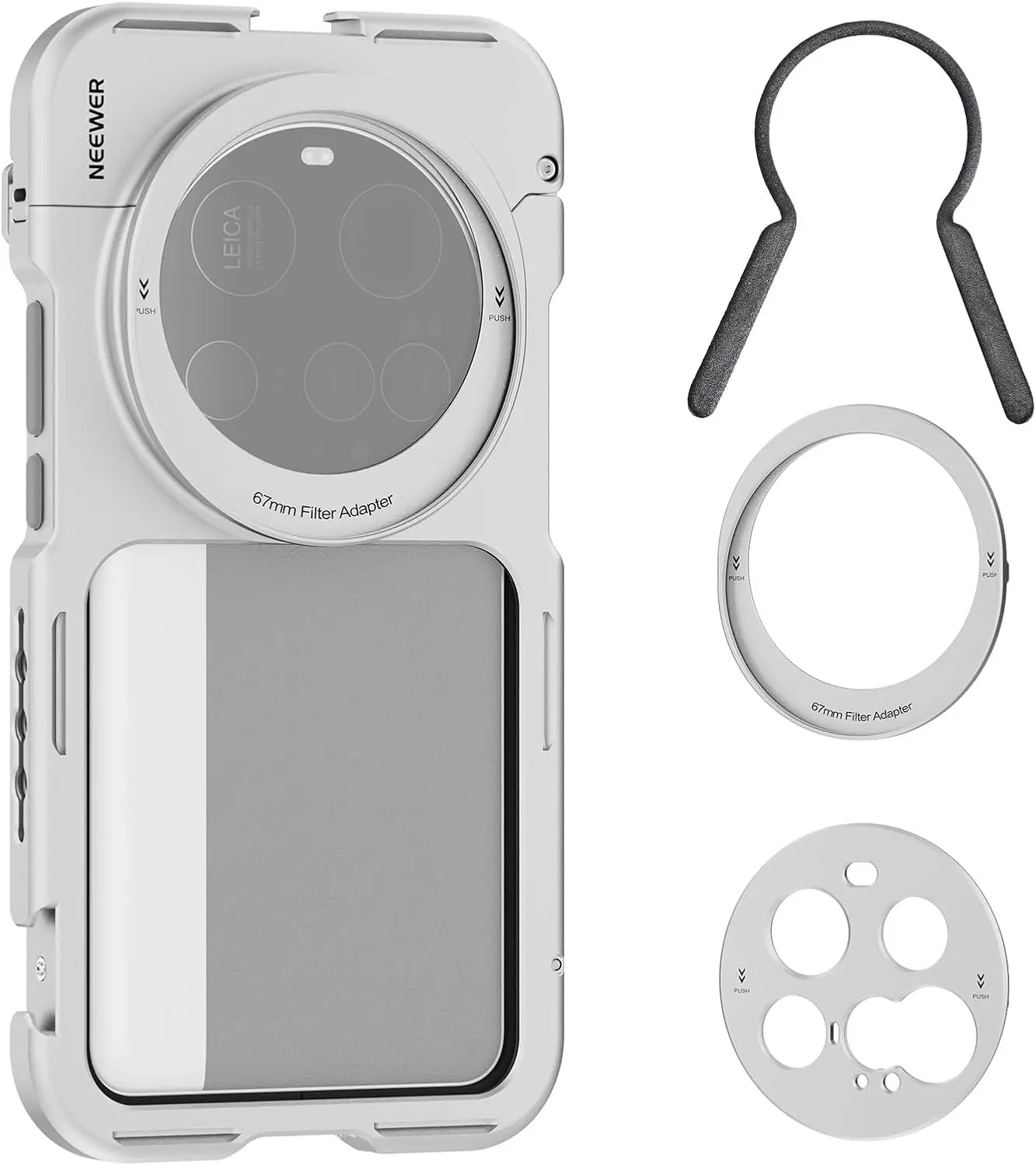 NEEWER Telefonkäfig-Hülle, Schnellverschluss, Video-Rig-Hülle, Telefonstabilisator-Halter für Xiaomi 15 Ultra mit 67 mm Filteradapter – Detail 1