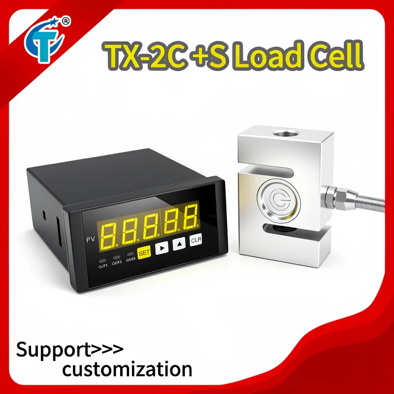S-Type Load Cell Kit with Digital Display Indicator 100kg-2T High Precision Tension & Compression Weighing Transducer for Indus