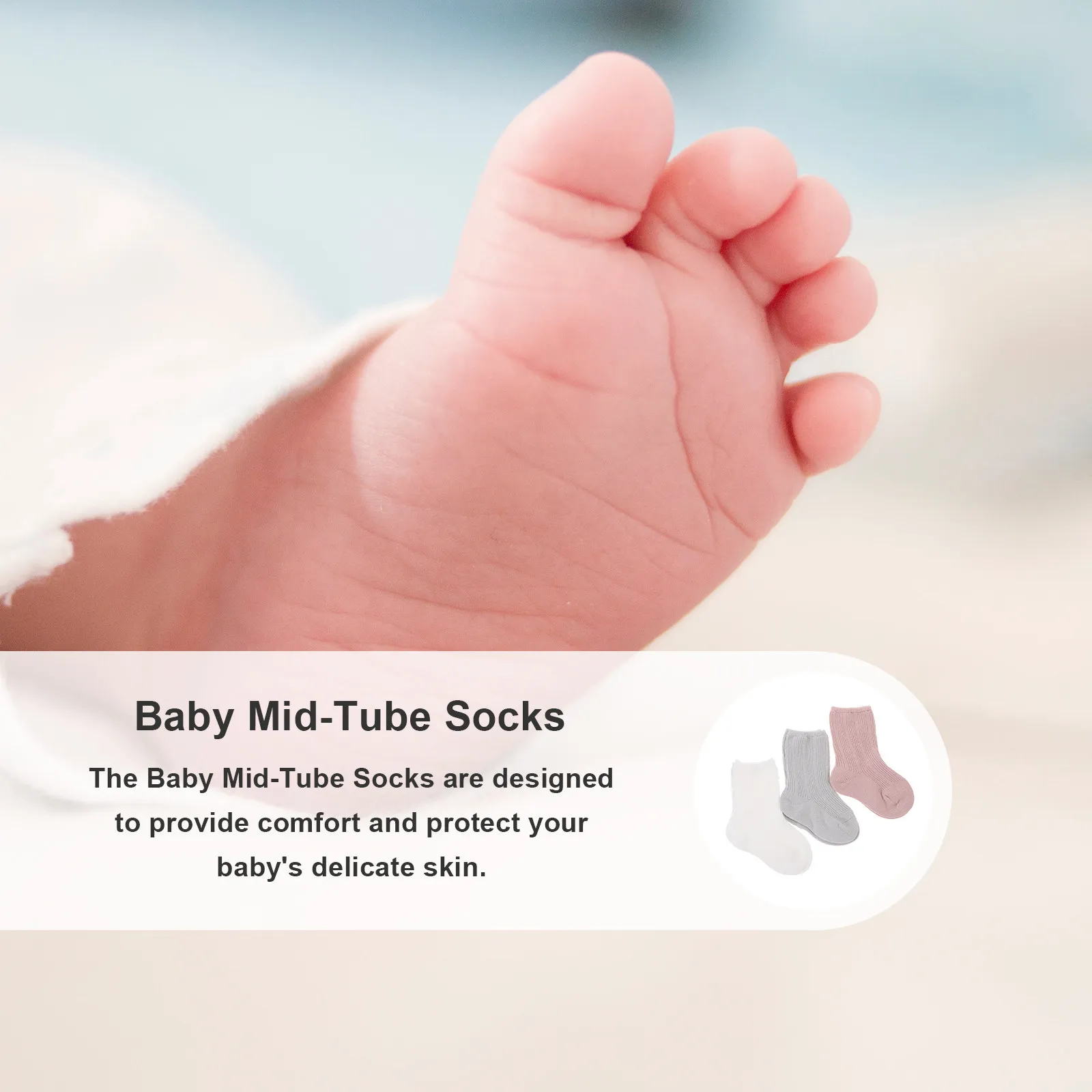 3Pairs Mid- Socks Gentle Skin Protection Warm Breathable Newborn Socks for Toddlers Spring Autumn Season Comfort Fit