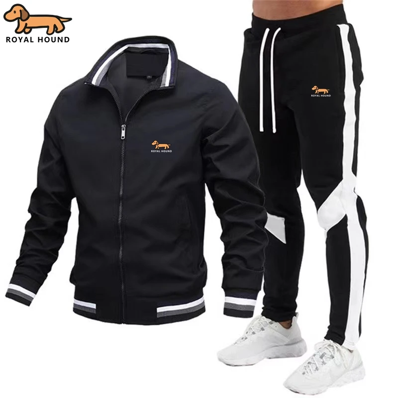 Royal Hound-conjunto deportivo de alta calidad para hombre, ropa deportiva ajustada, cárdigan de manga larga, chaqueta para correr, pantalones de