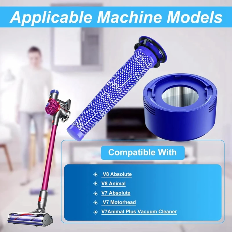 Запчасти для фильтров Dyson V7 V8 SV10, 3 Контактных фильтра и 5 пред фильтров, заменяют детали 965661-01 и 967478-01