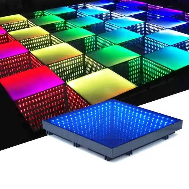 Outdoor Portable Light Up Magnetic 3D Infinity Mirror RGB LED Display Interactive Dance Floor For Wedding DJ Events