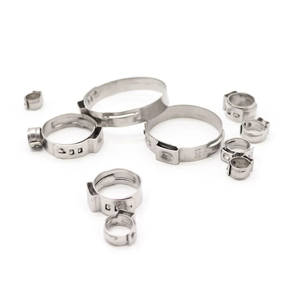 304 Stainless Steel Single Ear Clamp Adjustable Infinite Throat Clamp Water Pipe Exhaust Pipe Oil Pipe Fixed Pipe Clamp DIY Tool
