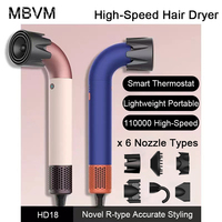 Hair Dryer 1400 Watt High Speed HairDryer Bend Pipe Professinal Hair-care Leafless Negative Ion Styling Tools with 6 Air Nozzles