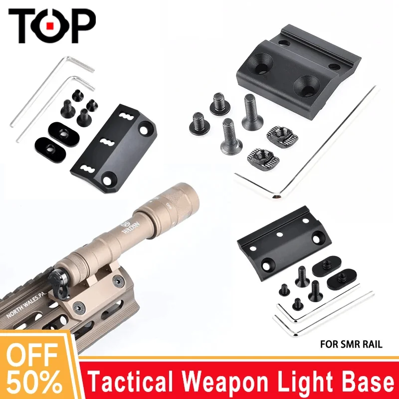 

Airsoft Tactical Flashlight Base Fit SMR Rail Mini Scout Light Offset Side Mount For M300 M600 Weapon Light Base Accessories