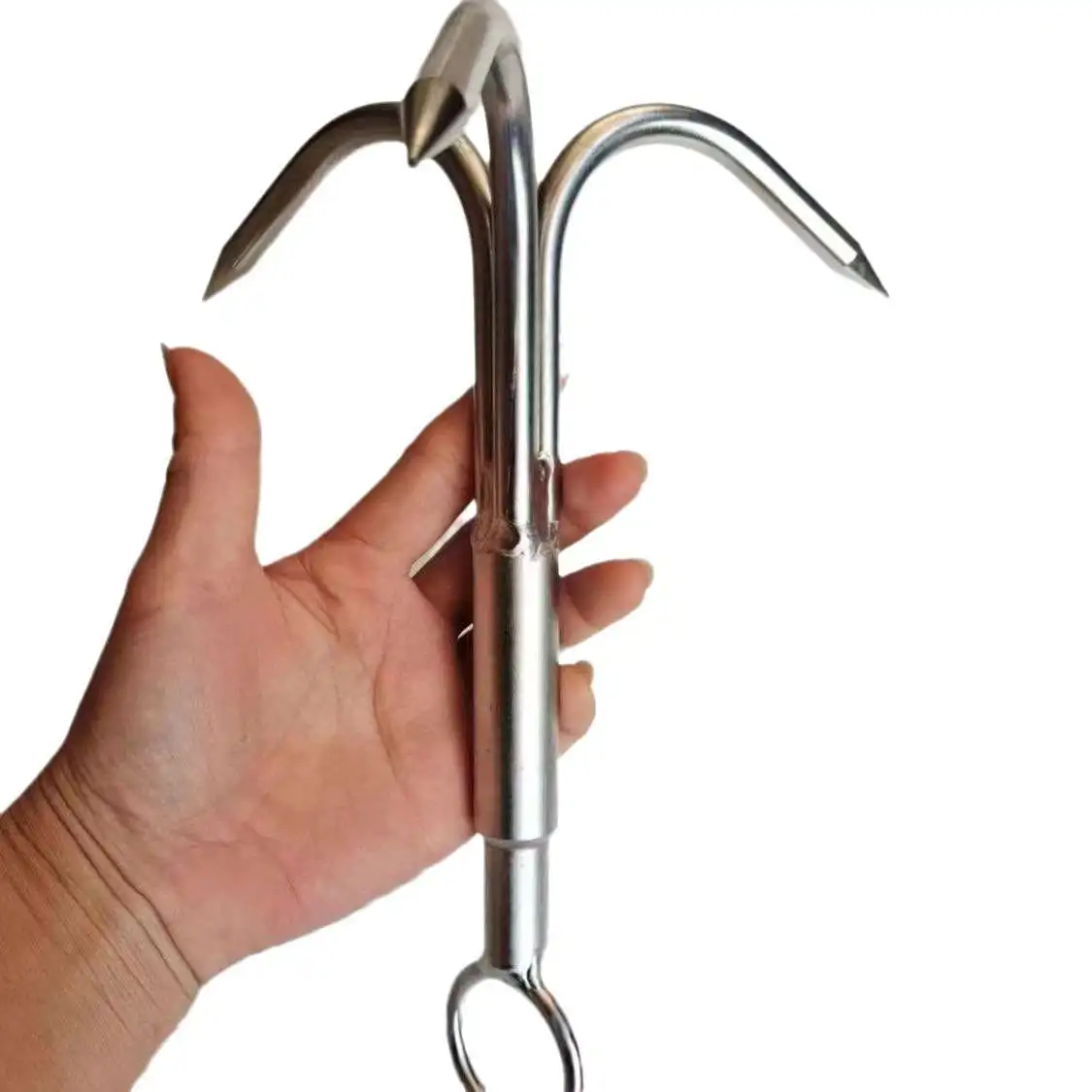 خطاف متعدد الوظائف من الفولاذ المقاوم للصدأ للاستخدام الخارجي، خطاف صيد رباعي المخالب للقوارب، خطاف صغير رباعي الزوايا #2