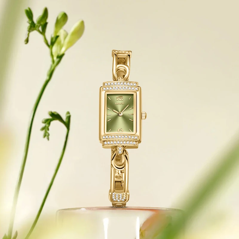 MARK FAIRWHALE Women's Fashion Watch FW-3880 Zircon-Decorated Metal Case Strap 3ATM Waterproof Quartz Wristwatch