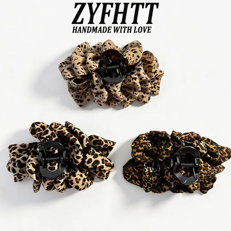 

1/3pcs Retro Fabric Leopard Bubble Hair Clip for Girls Elegant Shark Clip Fashion Girl hair Pin Hair Clamp hair accessorie