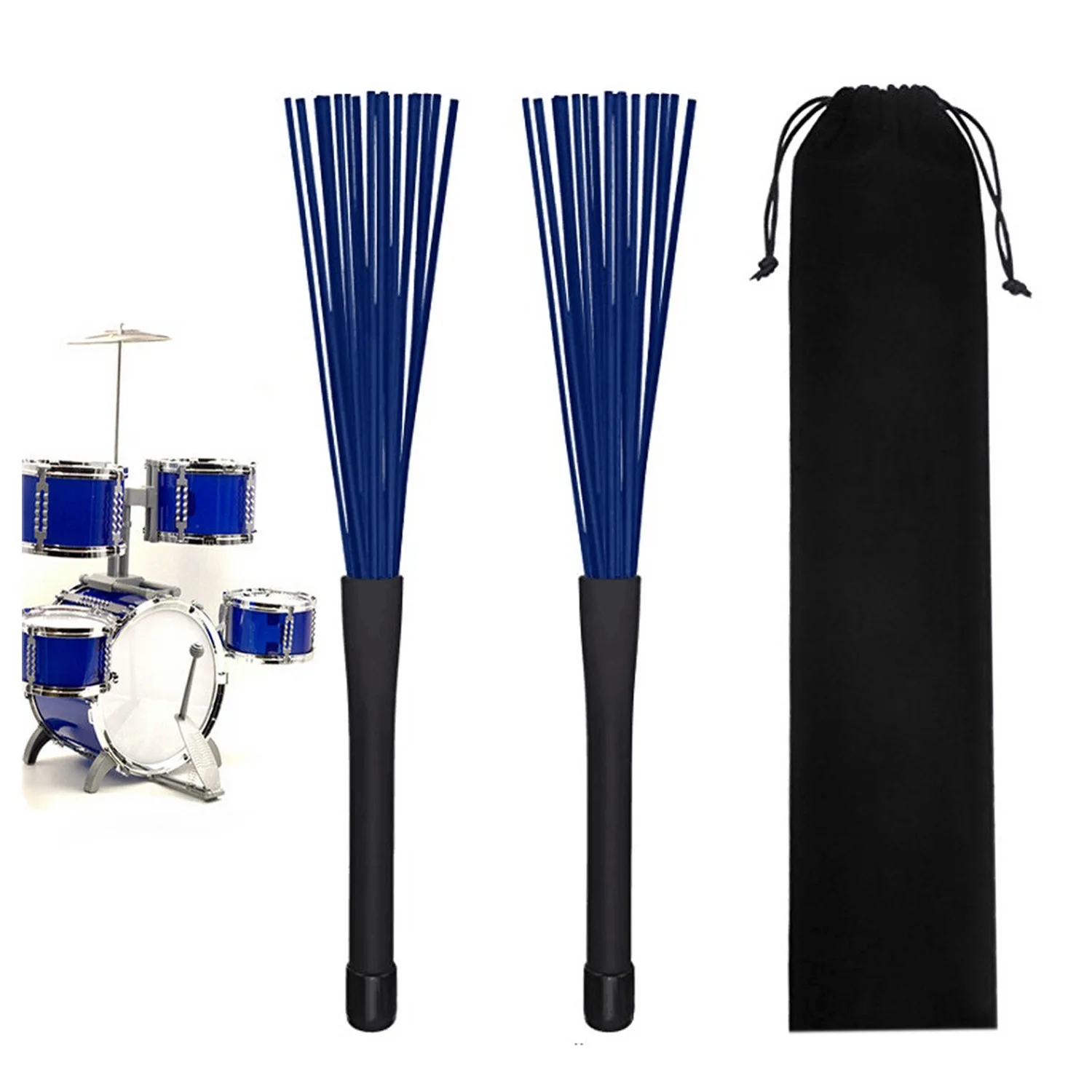 Drum Set Nylon Drum Brushes Drumsticks Drawstring Plush Bag Drawstring Nylon Retractable