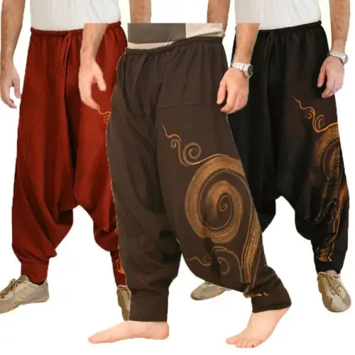 Men's Casual Elastic Waist Baggy Hippie Yoga Harem Pants Boho Gypsy Aladdin Alibaba Style