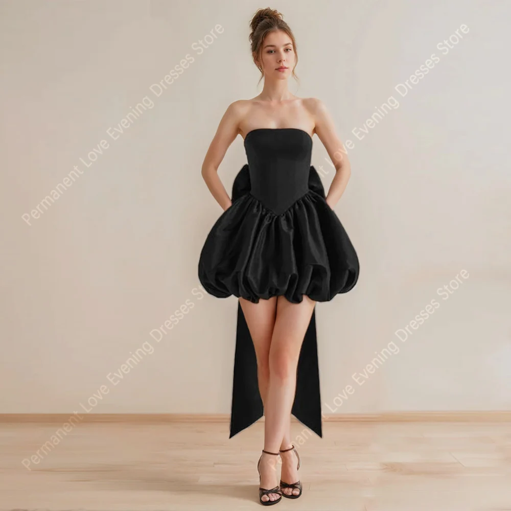 

Sexy Strapless Sleeveless Women Evening Dresses Elegant A-Line Prom Gown Customized Mini Ball Back To School Gow Formal Occasion