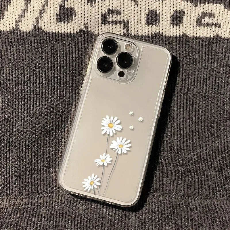 

Simple Daisy Pattern Phone Case For iPhone Air XSMax XS XR X 17 Pro Max 16 15 14 11 Pro Max 13 12 Mini Transparent Soft Cover