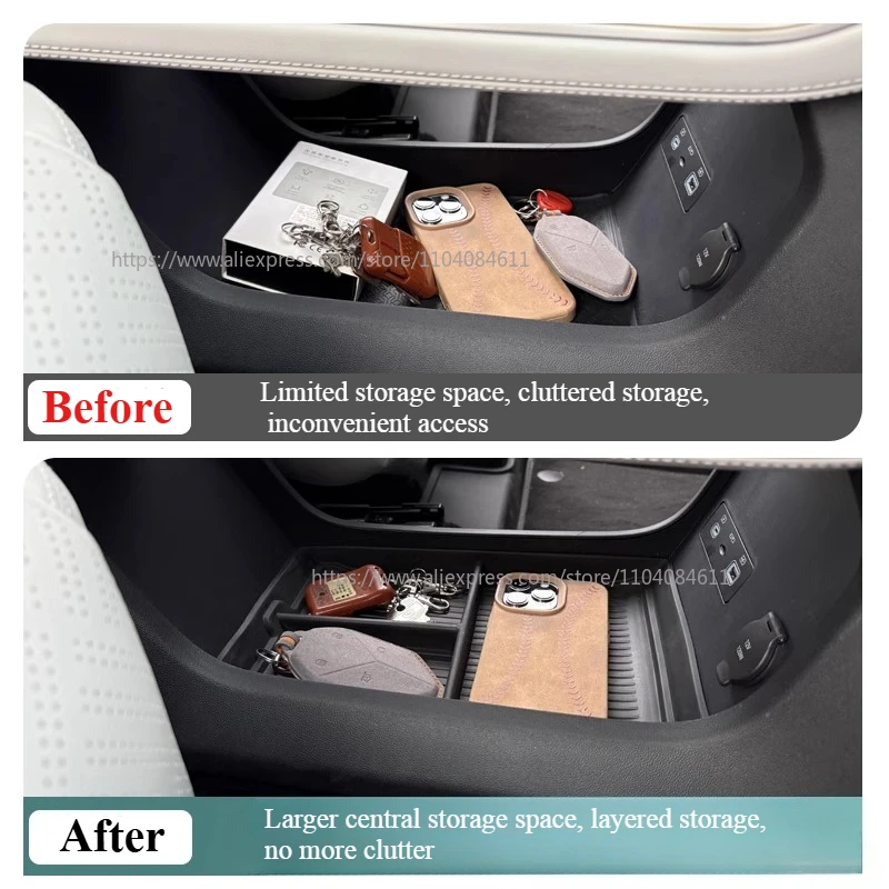 Picture 3: For BYD Equation Leopard 3 Titanium 3 2025 Armrest Storage Box Wireless Charging Silicone Pad Super 3 Centre Console Storage Box