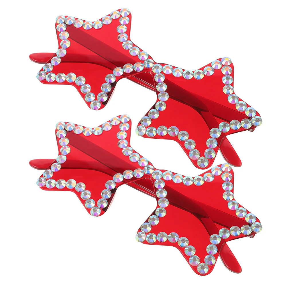 

2Pcs Rhinestone Sunglasses for Women Lightweight Frameless Star Shape Uv Protection Party Beach Bling Glasses Sun Glasses