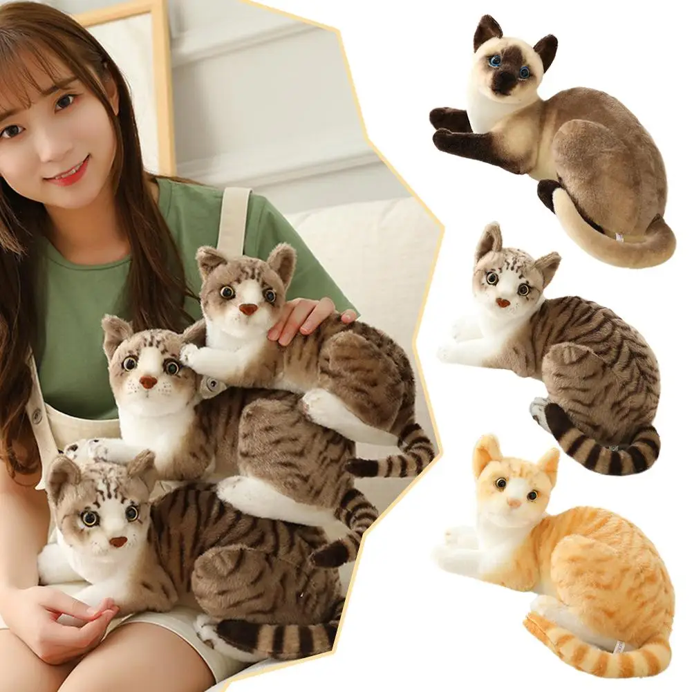 26/40 cm Lifelike Stuffed Siame Cats Plush Toy Realistic Birthday Simulation Cat Decor Gift Plush Toys Kid Interactive Home G8T2