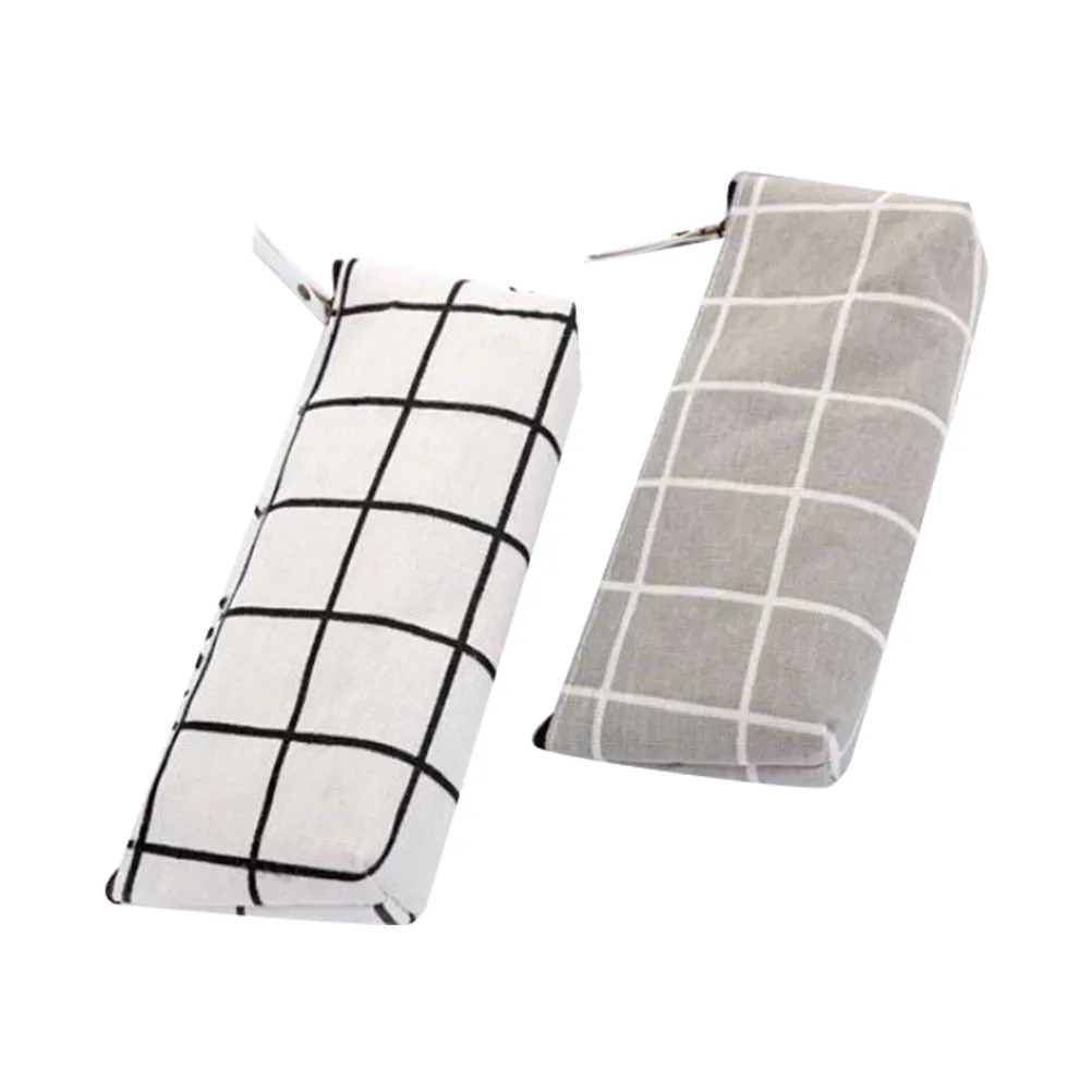 2Pcs Pencil Bags Organizer Canvas Storage Bag For Backpack Accessory Pouch School Striped Large Capacity Stationery