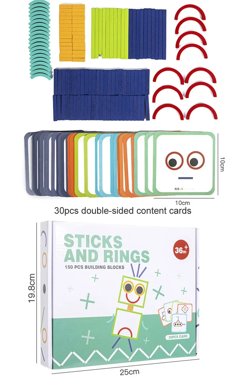 DIY Holz Kreative Sticks Und Ringe Puzzle Intelligenz Spiel Montessori Frühen Kindheit Pädagogisches Spielzeug Für Kinder Kinder