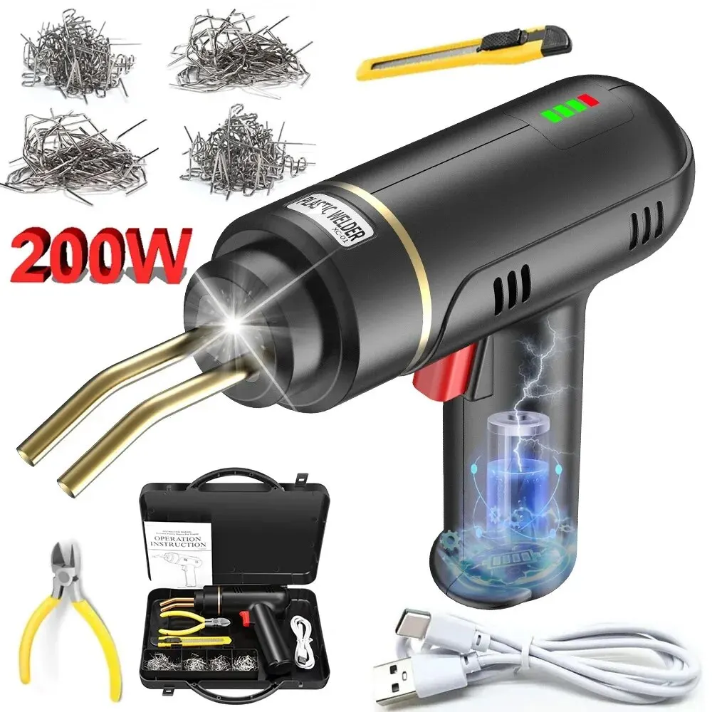 200W Hot Stapler Rechargeable Plastic Welding Machine Bumper Repair Kit 5000mAh Battery Type-c Rechargeable Car Bumper Repair