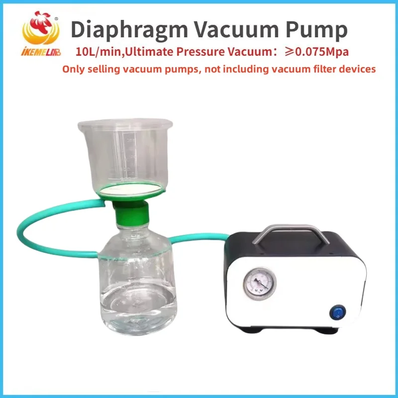 

IKEME Laboratory Mini Diaphragm Vacuum Pump 10L/min Disposable Vacuum Filter Bomba Se Vacio Biological Oil Free Vacuum Pump