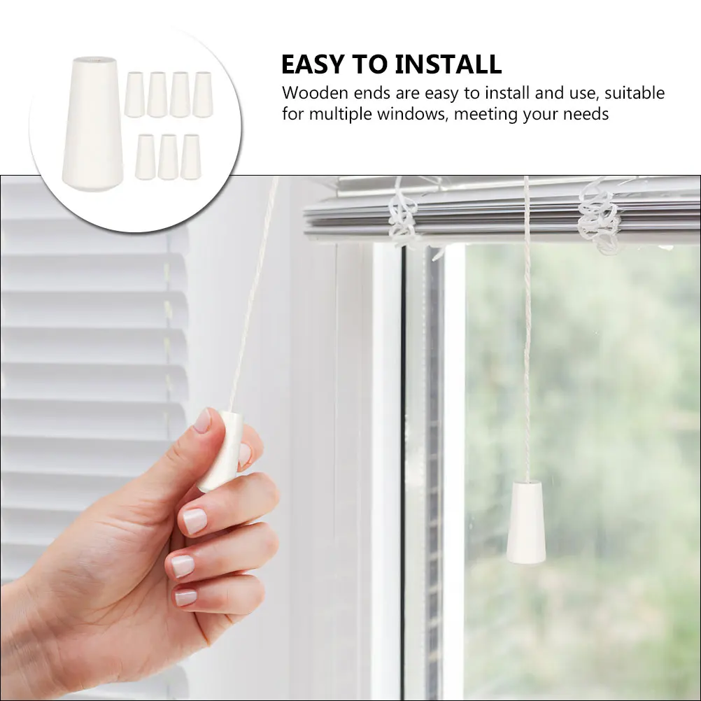

8pcs Wooden Blind Pull Cord Knobs Ends For Window Shades Curtains Cord Holders Tassel Replacements Easy