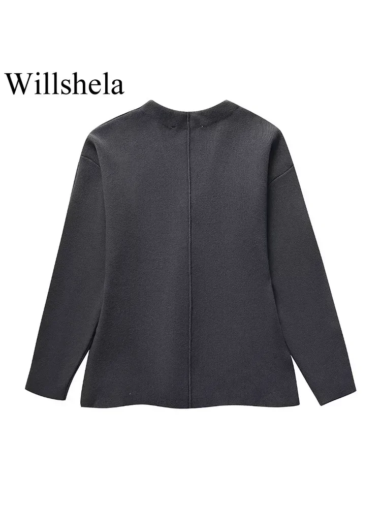 Willshela damska moda 2 częściowy zestaw kurtka jednorzędowa i tył Vintage zamek błyskawiczny spódnica Midi z wysokim stanem damski zestaw eleganckie spódnice