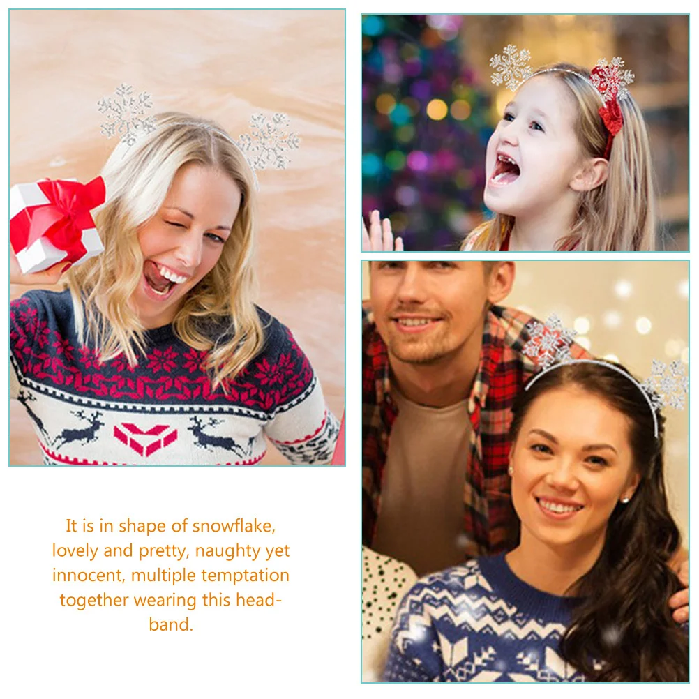 

Snowflake Headband Metal Snowflake Design Christmas Cosplay Party Hairband Christmas Hair Accessories Holiday Headwear