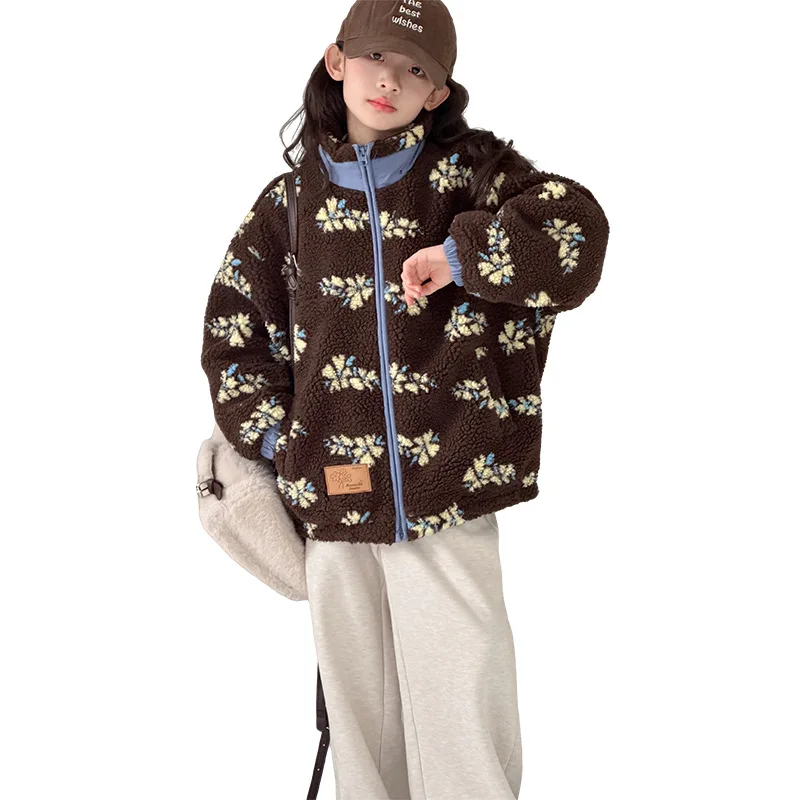 خريف/شتاء 2025 معطف دافئ جديد عصري للأطفال سميك ومطبوع بألوان محظورة وياقة واقفة #3