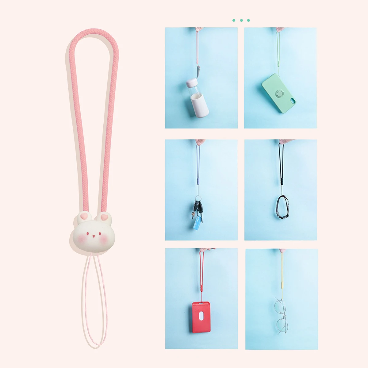 Mobile Short Bracelet Hanging Cord CCD Keychain Silicone Wrist Strap U Disk Earphone Cute Basket Rabbit Accessories