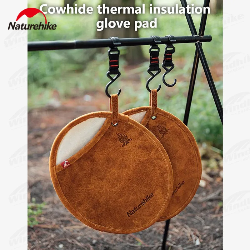 Naturehike-guante de 2 capas de piel de vaca, manoplas protectoras resistentes a altas temperaturas para horno, Picnic, vajilla, aislamiento, 146g